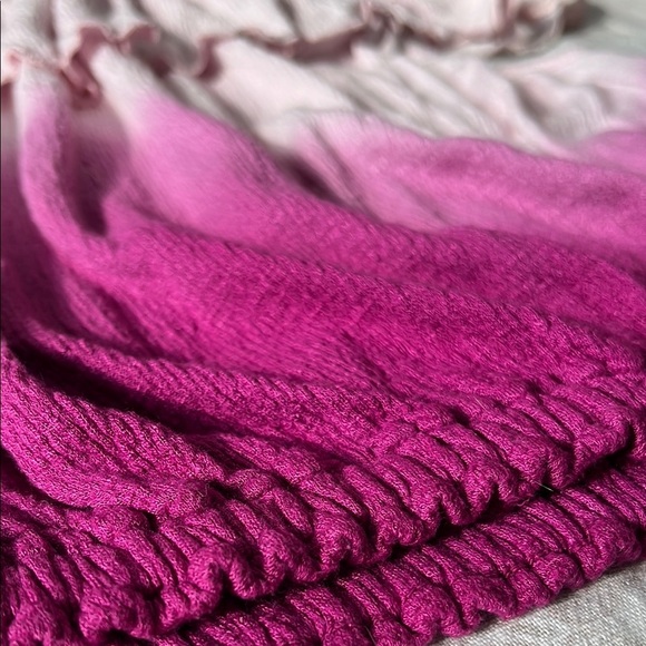 Free People Pink Ombré Ruffled Ruched Blouse Crop Top - Picture 6 of 13